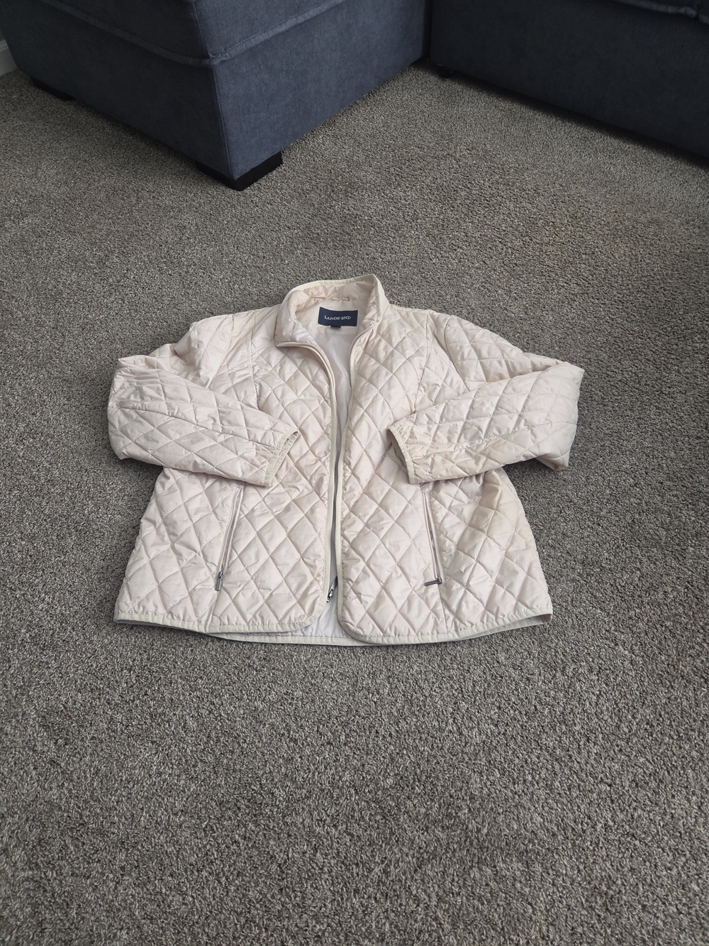 Lands' End Light Blush Quilted Puffer Jacket